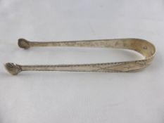 Pair of Solid Silver Sugar Tongs, Dublin hallmark, m.m Benjamin Taitt circa 1790, approx 60 gms.