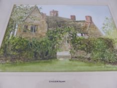 Three Original Watercolours, including J. Benson-Wilson depicting a Childswickham cottage, The