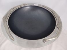 Decorative Metal Fruit Bowl, depicting swimmers around the outer edge, stamped to base.