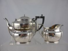 Three piece Solid Silver Tea Set including; Tea Pot, Milk Jug and Sugar Bowl, Sheffield hallmark,