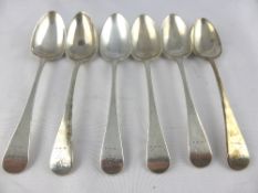 Six Solid Silver Georgian Dessert Spoons, London hallmark, m.m John Blake, dated 1798/99, approx