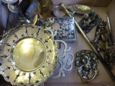 A Quantity of Brass including a Trivet, three vintage door knockers in the form of pixies,  a