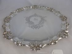 Solid Silver Salver, Sheffield hallmark, m.m W & C Sissons, the salver with decorative shaped edge