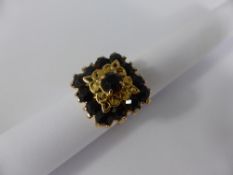 A Lady`s Yellow Gold Fancy Garnet Ring, Size N, approx 7.8 gms