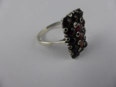 Lady`s Antique Garnet and Marcasite Scarf Ring, approx 6.2 gms