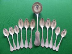 Six Solid Silver Austria-Hungary Small Spoons together with five teaspoons, m.m KM and a Sauce