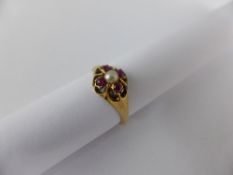 A Lady`s 15ct Ruby and Pearl Ring, approx 18 gms, Size K.