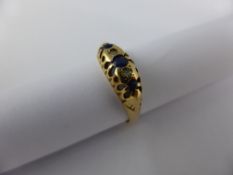 A Lady`s 18 ct Birmingham Hallmark Yellow Gold Diamond and Sapphire Ring, approx 2.7 gms, size M.