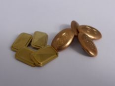 Two pairs of gent`s 9 ct gold hallmarked cufflinks. Approx. 8.8 gms.