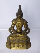 Antique Brass Hindu Figure of Lord Shiva, the decorative figure in a contemplative pose is