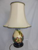 Moorcroft Lamp Base and Shade, `Dog Rose` design, approx 21 cms.