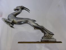 A chrome car mascot in the form of a gazelle