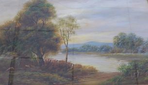 A collection of misc. paintings incl. lake scene (watercolour 39 x 26 cms.)  European scene (20 x