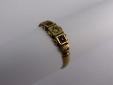 A Lady`s antique 18 ct gold diamond and ruby ring, Birmingham hallmarked.