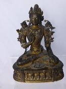 Antique Brass Hindu Figure of Lord Shiva, the decorative figure in a contemplative pose features