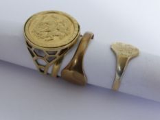 Four 9 ct gold hallmarked rings. Approx. 9.6 gms.