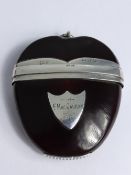 Victorian NUT Vesta Case in the shape of a heart, mounted with silver, Chester hallmark, dated