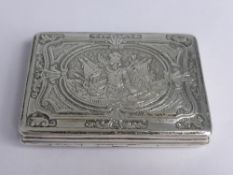 19th Century French Solid Silver Snuff Box, finely engraved with classical figures and Roman