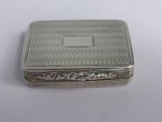 A Silver Vinaigrette, with reeded sides, engine turned cover, Birmingham hallmark dated 1827, Maker