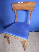 Antique Mahogany Single Dining Chair, the chair features turned legs on plug feet, scroll