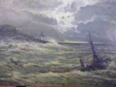 P. Van De Venne, Oil on Board, depicting a `Stormy Sea` approx 90 x 60 cms, unframed.