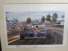 A Limited Edition Print depicting `Red Five Alive` No. 56/1000 from original painting by Andrew