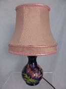 Moorcroft Lamp Base and Shade, `Anemone` design, approx 16.5 cms.