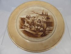 Two Grimwades Winton Cabinet Plates depicting scenes from the Great War, cartoons by Bruce