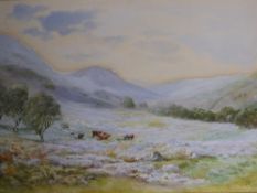 John Macwhirter (Scottish) 1839-1911,  A watercolour on paper depicting a Highland scene, signed