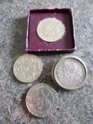 A Miscellaneous Collection of Coins including a George IV 1821 Silver Crown in a Silver Mount, a
