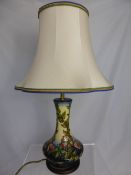 Moorcroft Lamp Base and Shade, `Dog Rose` design, approx 21 cms.