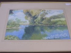 Ray Stimpson F.R.S.A., Water Colour on Paper entitled Wye Salmon Pool, 35 cms x 24 framed and