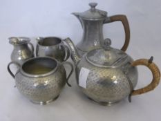 A Miscellaneous Collection of Warwick Hand Hammered Pewter including coffee pot, milk jug, sugar
