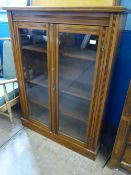 Victorian Glazed Front Mahogany Display Cabinet, reeded decoration to front with three shelves to