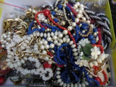 A collection of assorted costume jewellery incl. wristwatch, chains, necklaces etc.