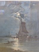 Pastel on Paper, depicting `Evening Return of the Fishing Boats`, signed bottom right Albert,