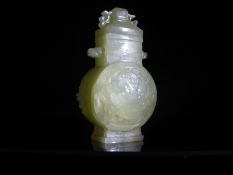 Chinese Qing Dynasty Celadon Jade Square Neck Vase, the deep body of the vase being 7.5 cms (3"")