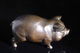 A Fine Meiji Period Japanese Cast Bronze Figure of a Sow, with Character marks. 9 cms (3 1/2""), 17