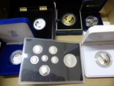 A collection of misc. silver proof coins incl. Queen Diamond Jubilee £5 gold plated silver proof