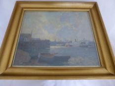 Thomas N. Parkes 1862 - 1944 British oil on canvas, believed to be Hartlepool harbour presented in