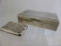 Solid Silver Cedar Lined Cigar Box, Birmingham hallmark, dated 1946/7 engine turned top,