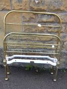 Two Solid Single Brass Beds Frames, 88 cms wide, 150 cms high, both beds carry brass labels ""