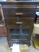 Mahogany Edwardian Two Drop Front Music Cabinet with glazed cupboard below on cabriole feet. 108 x