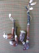 A Gentleman`s Lot, Two Silver Collared Barling Pipes, London hallmark one dated 1922 and the other