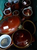 Quantity of Denby Stoneware Brown Glaze Pottery comprising lidded tureen, two lidded vegetable