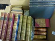 A box of thirty-seven vintage books, many half-leather, most in excellent condition,including