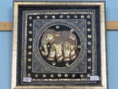 Indian decorative embroidery depicting an elephant, approx. 38 x 37 cms.