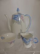 Shelley Phlox Coffee Trio, comprising coffee pot, sugar bowl and cream jug.