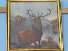 Tom Tayler Oil on Board, a copy of ""The Monarch of the Glen"" by Sir Edwin Landseer, signed and