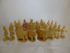 Part Indian Ivory Chess Set, comprising foot soldiers, horses and elephants together with a finer